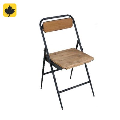 صندلی فلزی تاشو با رویه چوبی ساده