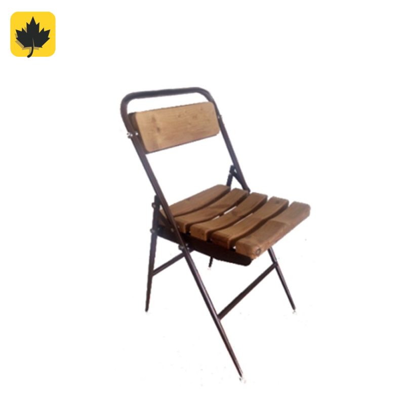 صندلی فلزی تاشو با رویه چوبی فرم دار نهال سان
